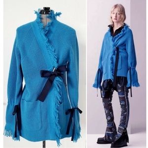 SACAI JAPAN RUNWAY FRINGE "WRAP CARDI-COAT" SWEATER JACKET CARIDGAN $960 U.S. M